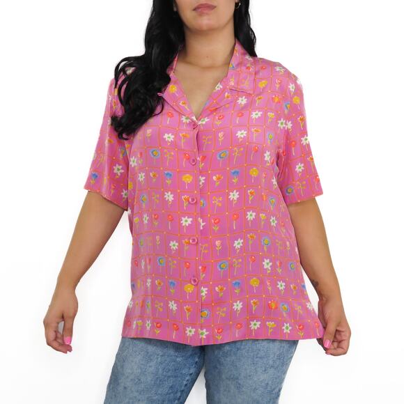 Vintage Patchington Cottage Core Pink Floral Button Down Blouse Medium - Picture 2 of 7